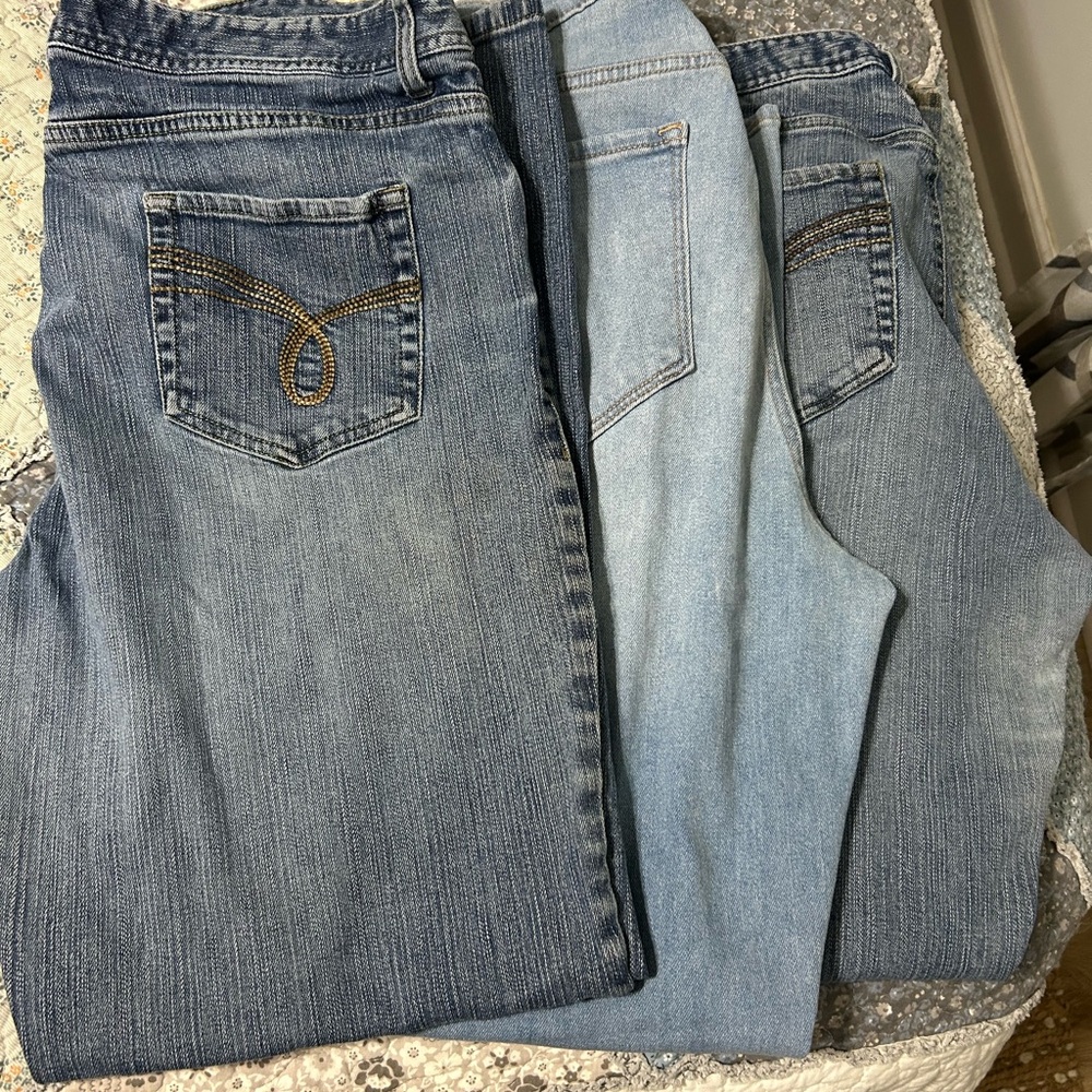 Natural Reflections Women's Boot Cut Jeans - Dark Blue and Light Blue